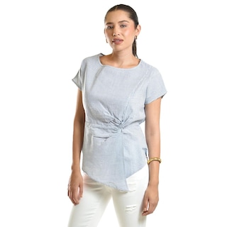 Foto 2 | Foto 2 | Blusa De Corte Asimetrico Roman Fashion /juvenil, 5107 (rayas Azul Marino) Azul