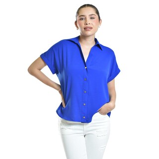 Foto 1 | Foto 1 | Blusa Casual Manga Corta Roman Fashion /juvenil, 5112 (azul Rey) Azul