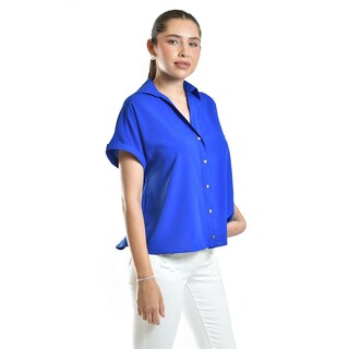 Foto 2 | Foto 2 | Blusa Casual Manga Corta Roman Fashion /juvenil, 5112 (azul Rey) Azul