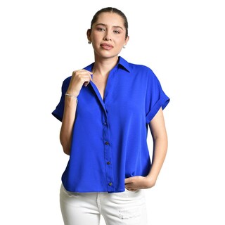 Foto 4 | Foto 4 | Blusa Casual Manga Corta Roman Fashion /juvenil, 5112 (azul Rey) Azul