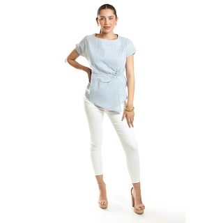 Foto 5 | Foto 5 | Blusa De Corte Asimetrico Roman Fashion /juvenil, 5107 (rayas Azul Marino) Azul
