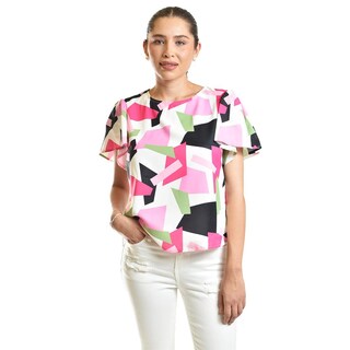 Foto 1 | Foto 1 | Blusa Estampada De Manga Corta Roman Fashion, Juvenil, 5118 (abstracto Rosa) Rosa