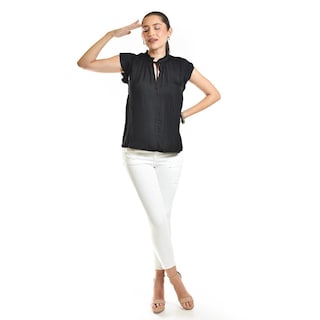Foto 5 | Foto 5 | Blusa De Manga Plisada Roman Fashion/juvenil, 10205 (negro) Negro