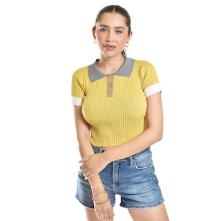 Foto 1 | Foto 1 | Blusa De Canale Tipo Polo Roman Fashion /juvenil, 7281 (mostaza) Amarillo
