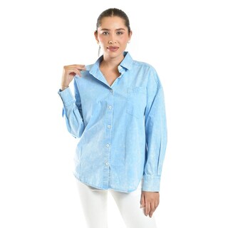 Foto 1 | Foto 1 | Blusa Oversize Diseño Deslavado Roman Fashion/juvenil, 11427 (azul) Azul