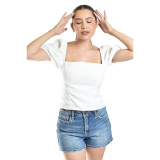 Foto 5 | Foto 5 | Blusa Smock De Escote Cuadrado Roman Fashion/juvenil, 6955 (blanco) Blanco