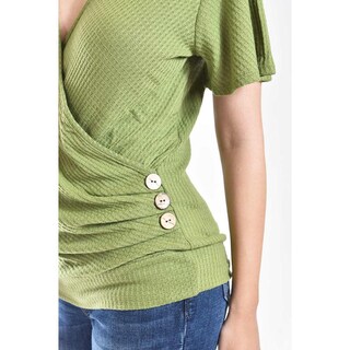 Foto 4 | Foto 4 | Blusa Cruzada Con Botones Roman Fashion /juvenil, 8074 (verde Militar) Verde