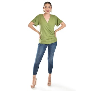Foto 6 | Foto 6 | Blusa Cruzada Con Botones Roman Fashion /juvenil, 8074 (verde Militar) Verde
