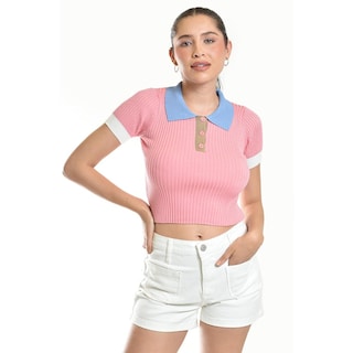 Foto 1 | Foto 1 | Blusa De Canale Tipo Polo Roman Fashion /juvenil, 7281 (rosa) Rosa