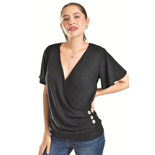 Foto 1 | Foto 1 | Blusa Cruzada Con Botones Roman Fashion /juvenil, 8074 (negro) Negro