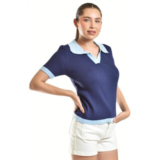 Foto 2 | Foto 2 | Blusa Acanalada Tipo Polo Roman Fashion /juvenil, 7280 (azul Marino) Azul Marino