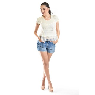 Foto 6 | Foto 6 | Blusa Doble De Mesh Con Bordado Roman Fashion/juvenil, 2366 (beige) Beige