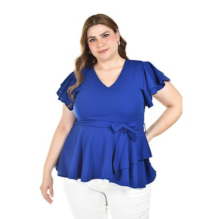 Foto 1 | Foto 1 | Blusa De Corte Peplum Roman Fashion /juvenil, 1869 (azul Rey) Azul