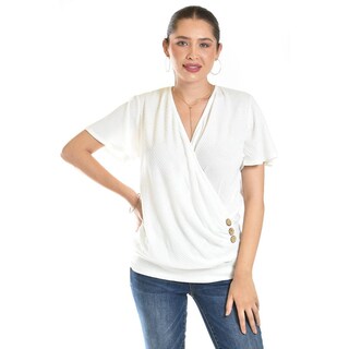 Foto 1 | Foto 1 | Blusa Cruzada Con Botones Roman Fashion /juvenil, 8074 (blanco) Blanco