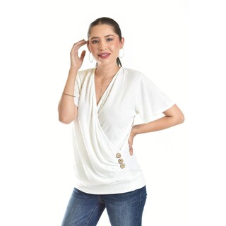 Foto 2 | Foto 2 | Blusa Cruzada Con Botones Roman Fashion /juvenil, 8074 (blanco) Blanco