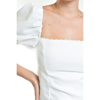 Foto 4 | Foto 4 | Blusa Smock De Escote Cuadrado Roman Fashion/juvenil, 6955 (blanco) Blanco