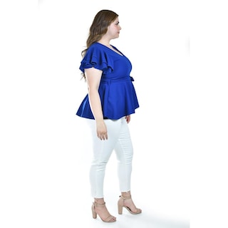 Foto 2 | Foto 2 | Blusa De Corte Peplum Roman Fashion /juvenil, 1869 (azul Rey) Azul