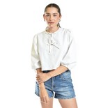 Blusa Escote Con Lazos Roman Fashion /juvenil, 6944 (blanco) Blanco