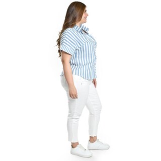Foto 3 | Foto 3 | Blusa De Algodon A Rayas Roman Fashion /tallas Extras, 5114 (azul Claro) Azul
