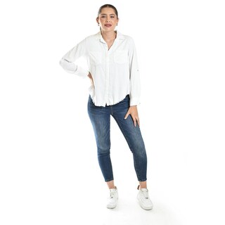 Foto 5 | Foto 5 | Blusa Con Detalle Deshilachado Roman Fashion /juvenil, 2931 (blanco) Blanco