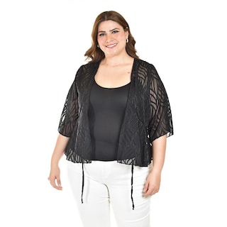 Foto 1 | Foto 1 | Ensamble Tipo Kimono Con Blusa Básica Roman Fashion / Tallas Extras, 1892 (negro) Negro