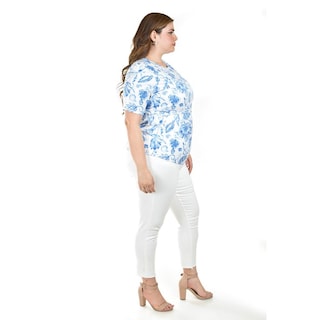 Foto 2 | Foto 2 | Blusa Estampada Con Cinturón Ajustable Roman Fashion/tallas Extras, 1895 (azul Rey) Azul