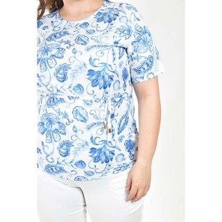 Foto 4 | Foto 4 | Blusa Estampada Con Cinturón Ajustable Roman Fashion/tallas Extras, 1895 (azul Rey) Azul