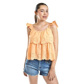 Foto 1 | Foto 1 | Blusa Con Bordado Y Olanes Roman Fashion/juvenil, 081 (naranja) Naranja