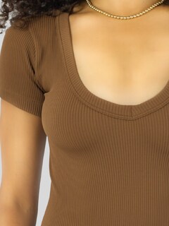 Foto 7 | Foto 7 | Player Mujer Texturizada Casual Stretch Bl-1027 Café Claro Blusa Dama Top