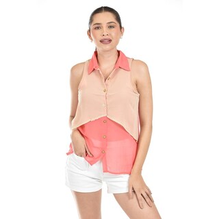 Foto 1 | Foto 1 | Blusa Bicolor Sin Mangas Roman Fashion /juvenil, 8038 (coral) Naranja