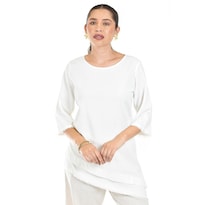 Blusa De Lino Corte Asimetrico Roman Fashion /juvenil, 0340 (blanco) Blanco