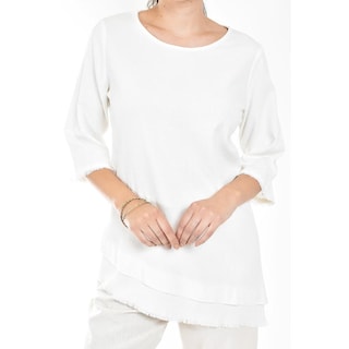 Foto 4 | Foto 4 | Blusa De Lino Corte Asimetrico Roman Fashion /juvenil, 0340 (blanco) Blanco
