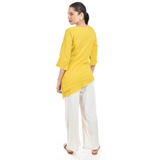 Foto 3 | Foto 3 | Blusa De Lino Corte Asimetrico Roman Fashion /juvenil, 0340 (mostaza) Amarillo