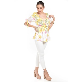 Foto 4 | Foto 4 | Blusa Floreada De Chiffon Roman Fashion /juvennil, 1826 (amarillo Flores) Amarillo