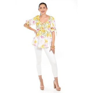 Foto 5 | Foto 5 | Blusa Floreada De Chiffon Roman Fashion /juvennil, 1826 (amarillo Flores) Amarillo