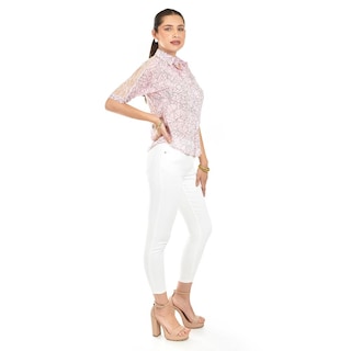 Foto 2 | Foto 2 | Blusa Transparente Con Encanje Roman Fashion /juvenil, 8042 (rosa) Rosa
