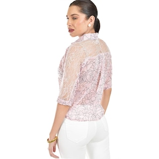 Foto 3 | Foto 3 | Blusa Transparente Con Encanje Roman Fashion /juvenil, 8042 (rosa) Rosa