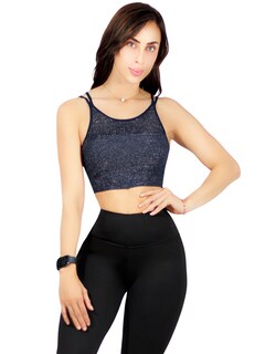 Foto 1 | Foto 1 | Tops Mujer Deportivo O Casual Blusa Top-1021 Marino Croptop Tirantes