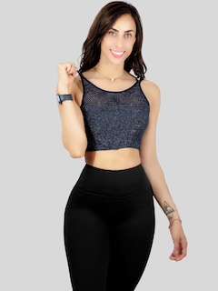 Foto 4 | Foto 4 | Tops Mujer Deportivo O Casual Blusa Top-1021 Marino Croptop Tirantes
