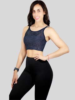 Foto 5 | Foto 7 | Tops Mujer Deportivo O Casual Blusa Top-1021 Marino Croptop Tirantes