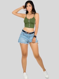 Foto 2 | Foto 2 | Tops Mujer Deportivo O Casual Blusa Top-1022 Verde Croptop Tirantes