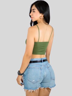 Foto 3 | Foto 3 | Tops Mujer Deportivo O Casual Blusa Top-1022 Verde Croptop Tirantes