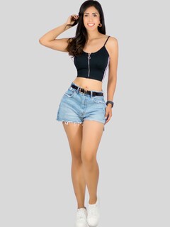 Foto 2 | Foto 2 | Tops Mujer Deportivo O Casual Blusa Top-1022 Negro Croptop Tirantes