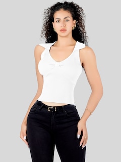 Foto 4 | Foto 4 | Blusa Casual Mujer Moderna Tejido Acanalado Bl-1032 Blanco Stretch