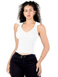 Blusa Casual Mujer Moderna Tejido Acanalado Bl-1032 Blanco Stretch