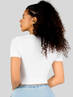 Foto 3 | Foto 3 | Playera Mujer Casual Crop Top Stretch Bl-1031 Blanco Cómoda Blusa Corta