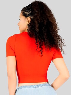 Foto 3 | Foto 3 | Playera Mujer Casual Crop Top Stretch Bl-1031 Rojo Cómoda Blusa Corta