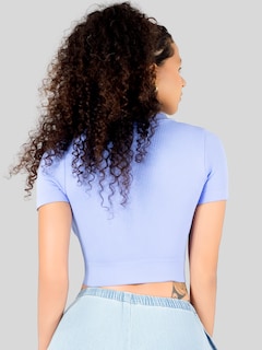 Foto 3 | Foto 3 | Playera Mujer Casual Crop Top Stretch Bl-1031 Azul Claro Cómoda Blusa Corta