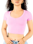 Playera Mujer Casual Crop Top Stretch Bl-1031 Violeta Cómoda Blusa Corta
