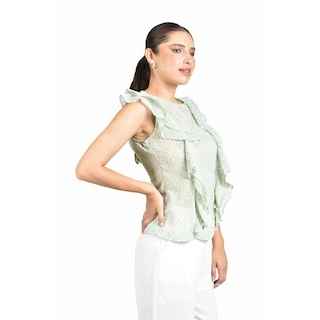 Foto 2 | Foto 2 | Blusa De Chifon Con Olanes Roman Fashion /juvenil, 2669 (pistache) Verde Claro
